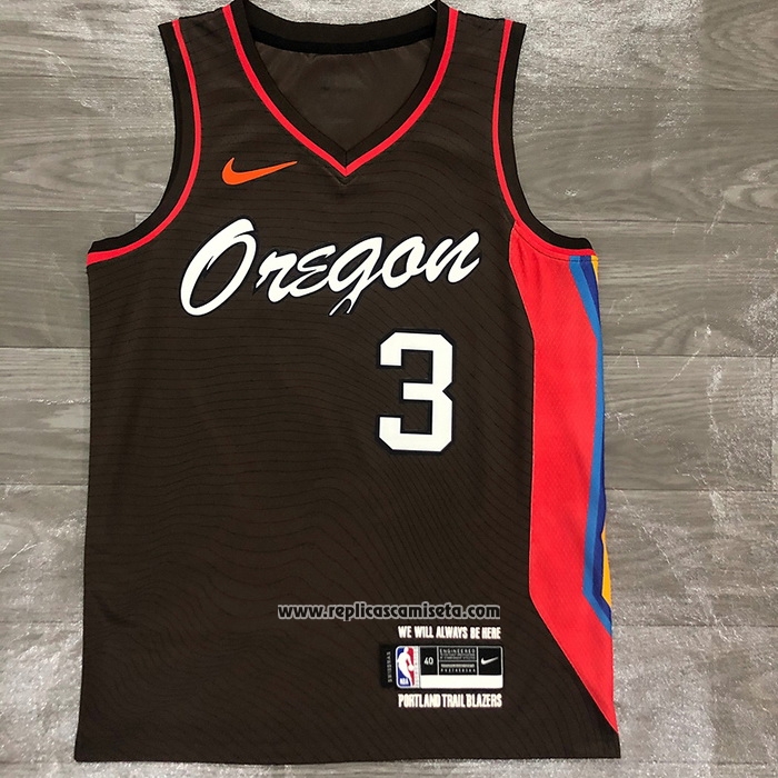 Camiseta Portland Trail Blazers CJ McCollum #3 Ciudad 2020-21 Marron